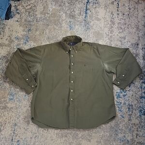 Ralph Lauren Mens Size XXL Long‎ Sleeve Olive Green Button Up Shirt
